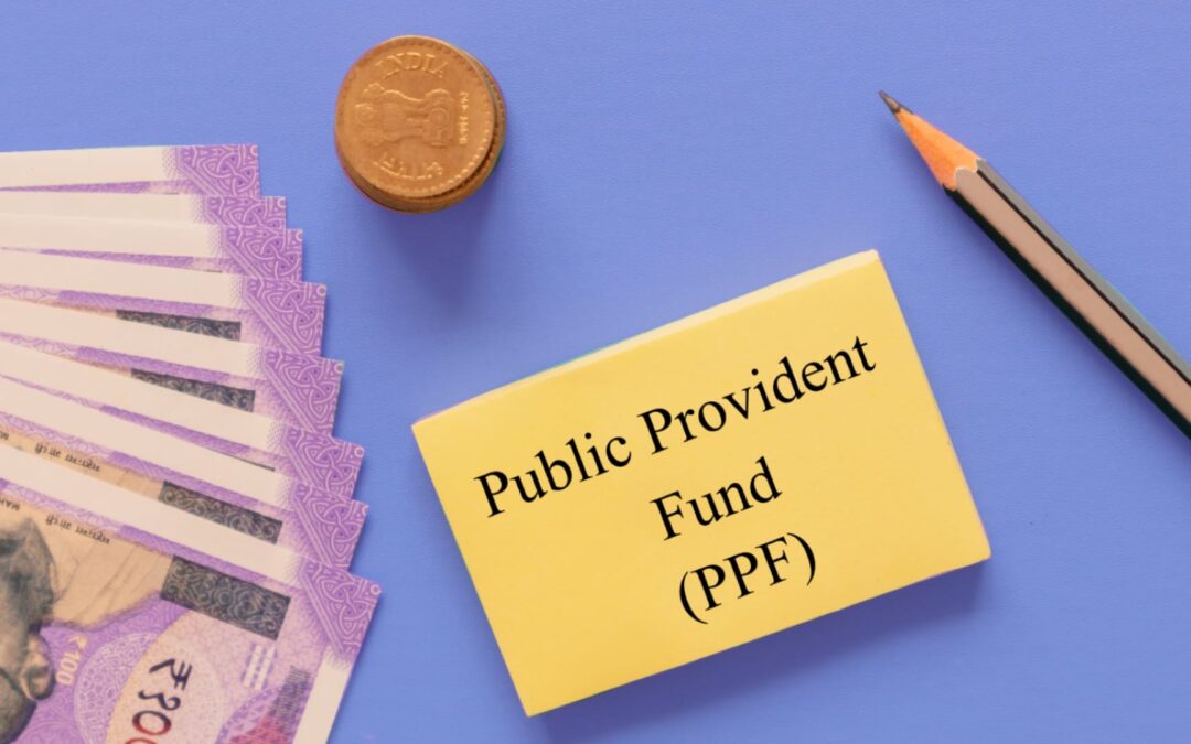 Pencil, coins and notes on a table to show retirement planning through public provident fund scheme