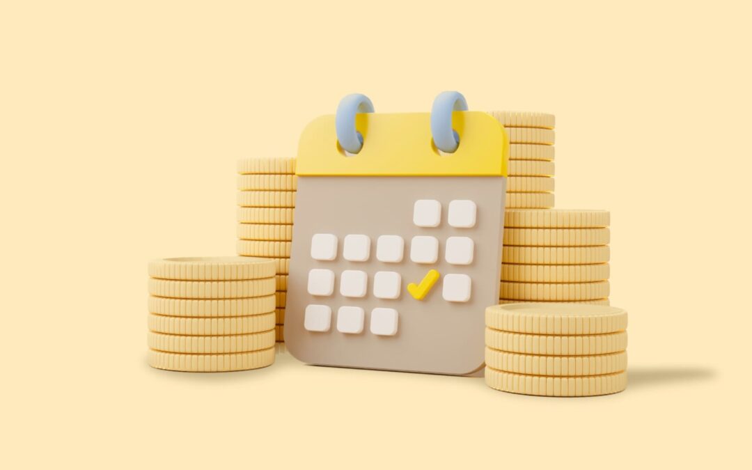 Image of coins and a calender to ssignify importance of saving money