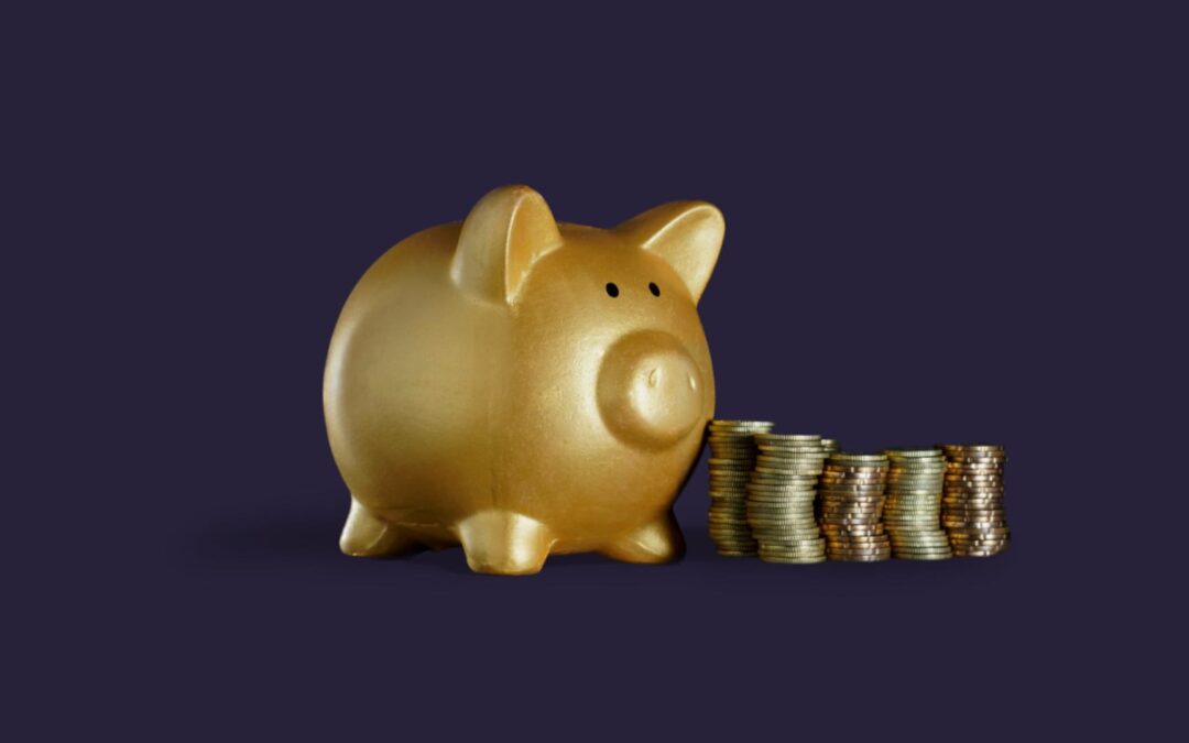 Piggy bank with coins showing savings derived from a fixed deposit