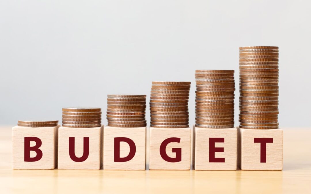 The words "BUDGET" written on blocks seperately and coins placed in ascending order indicating people to create a budgetThe words "BUDGET" written on blocks seperately and coins placed in ascending order indicating people to create a budget